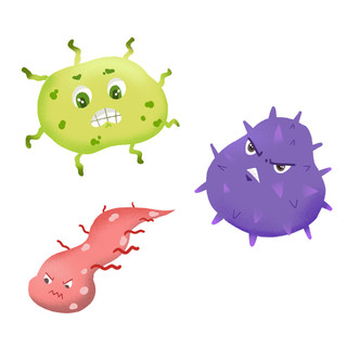 卡通新冠病毒细菌元素GIF动态图